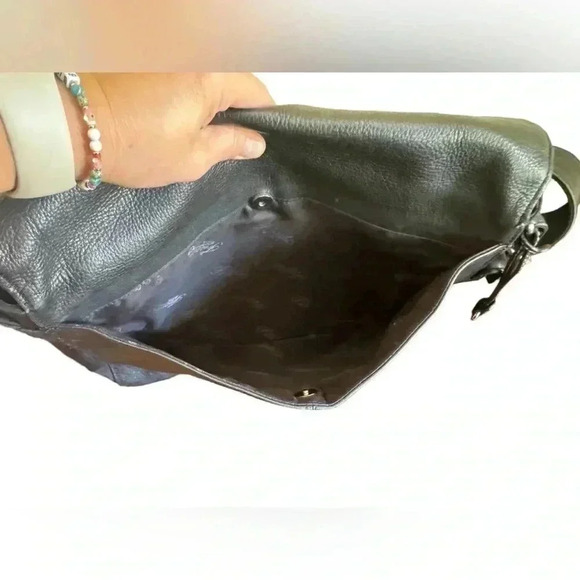 Fossil Leather Microfiber Black large Multi Pocket Shoulder Tote Messenger Bag - Picture 15 of 16